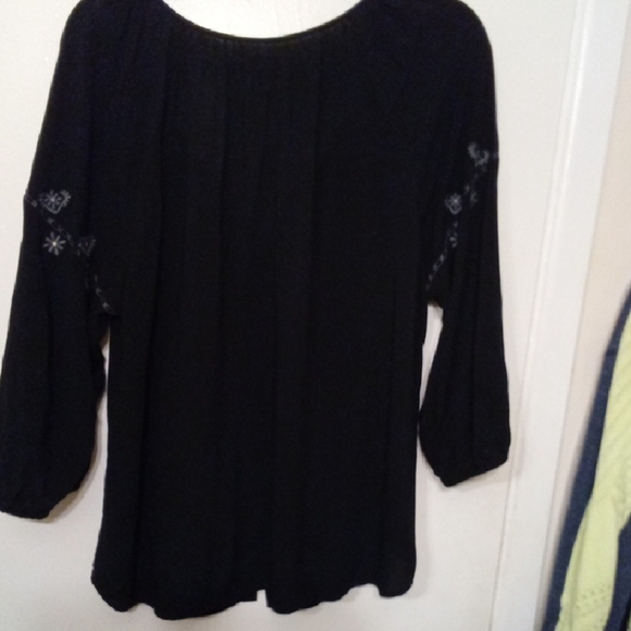 Womans XL Old Navy Black Buttoned Blouse Boho Embellished Details Cottagecore - Picture 5 of 5